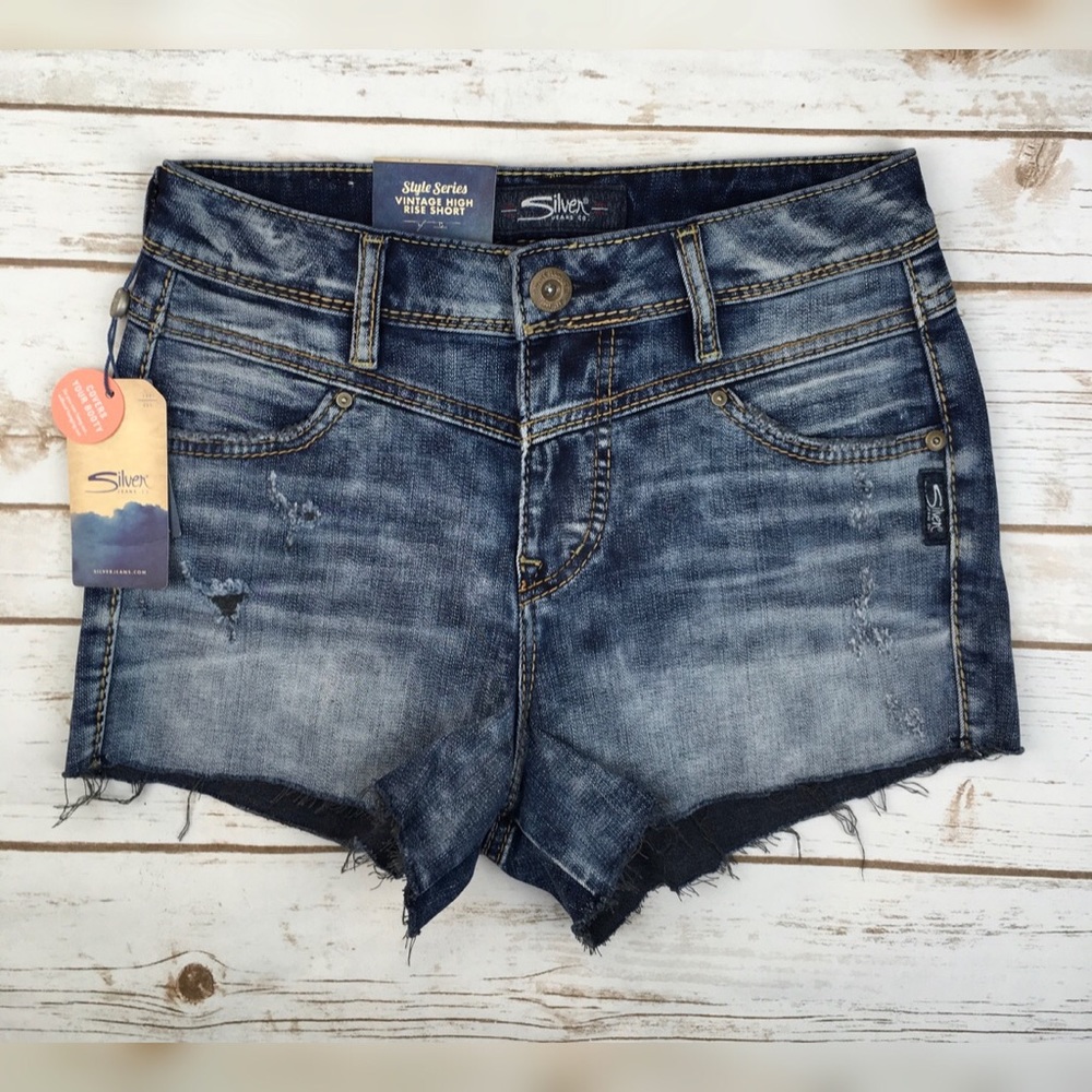 Silver Jeans High Waisted Rise Denim Jean Shorts